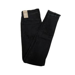 Madewell 10" High Rise Button Through Berkley Wash Skinny Jeans 27 Raw Hem AA590